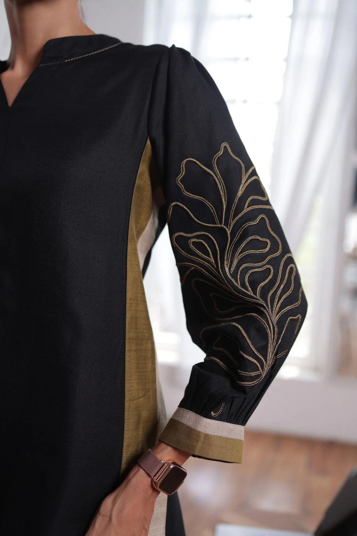 Black Embroidered Kurta Set - Image 3