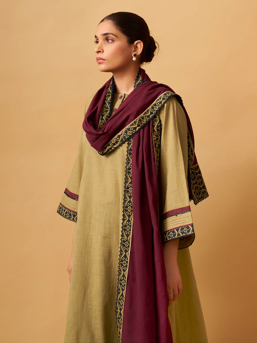 Classic Mustard Cotton Kurta Set with Printed Bottoms - Image 5