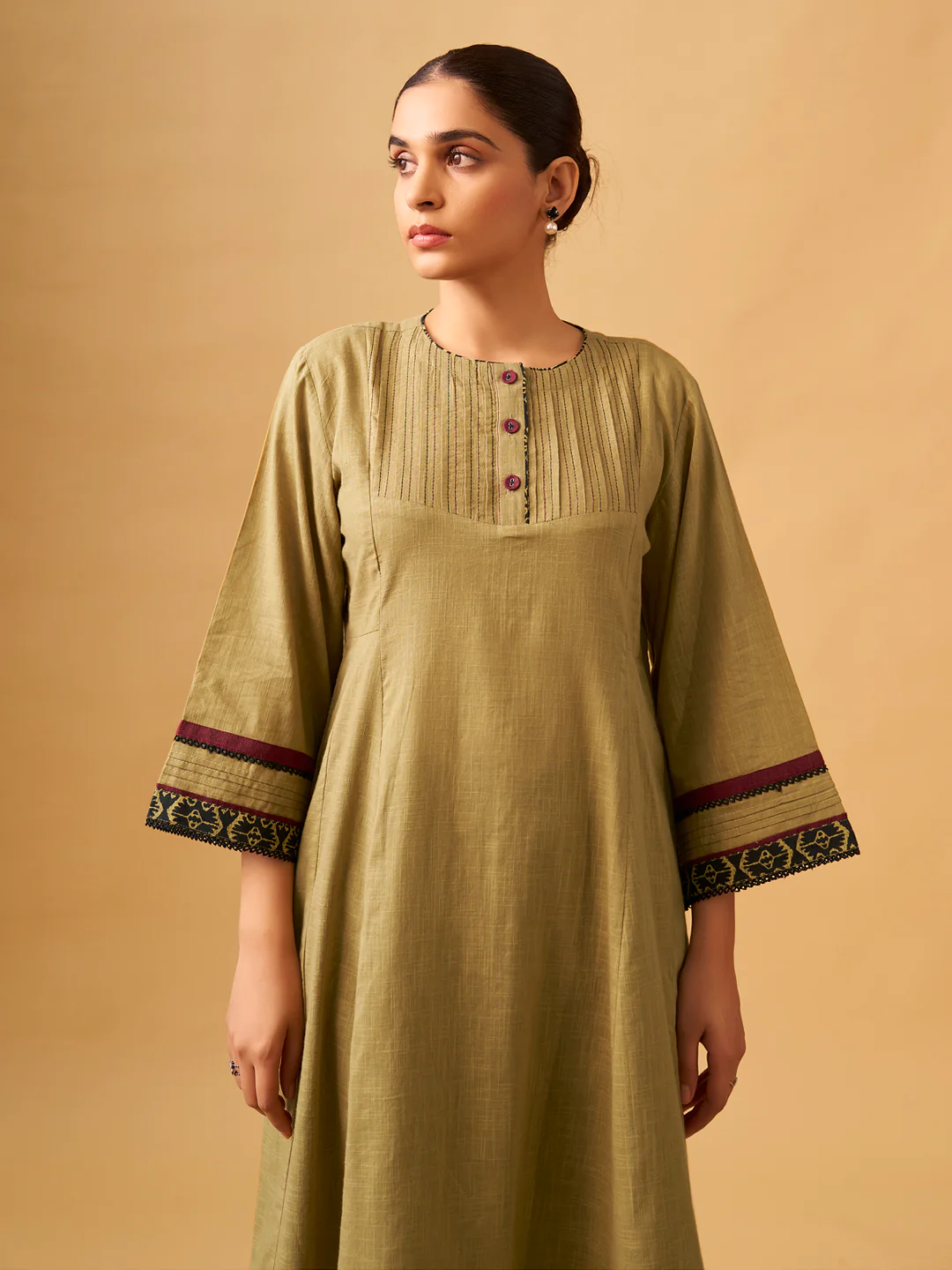 Classic Mustard Cotton Kurta Set with Printed Bottoms - Image 7
