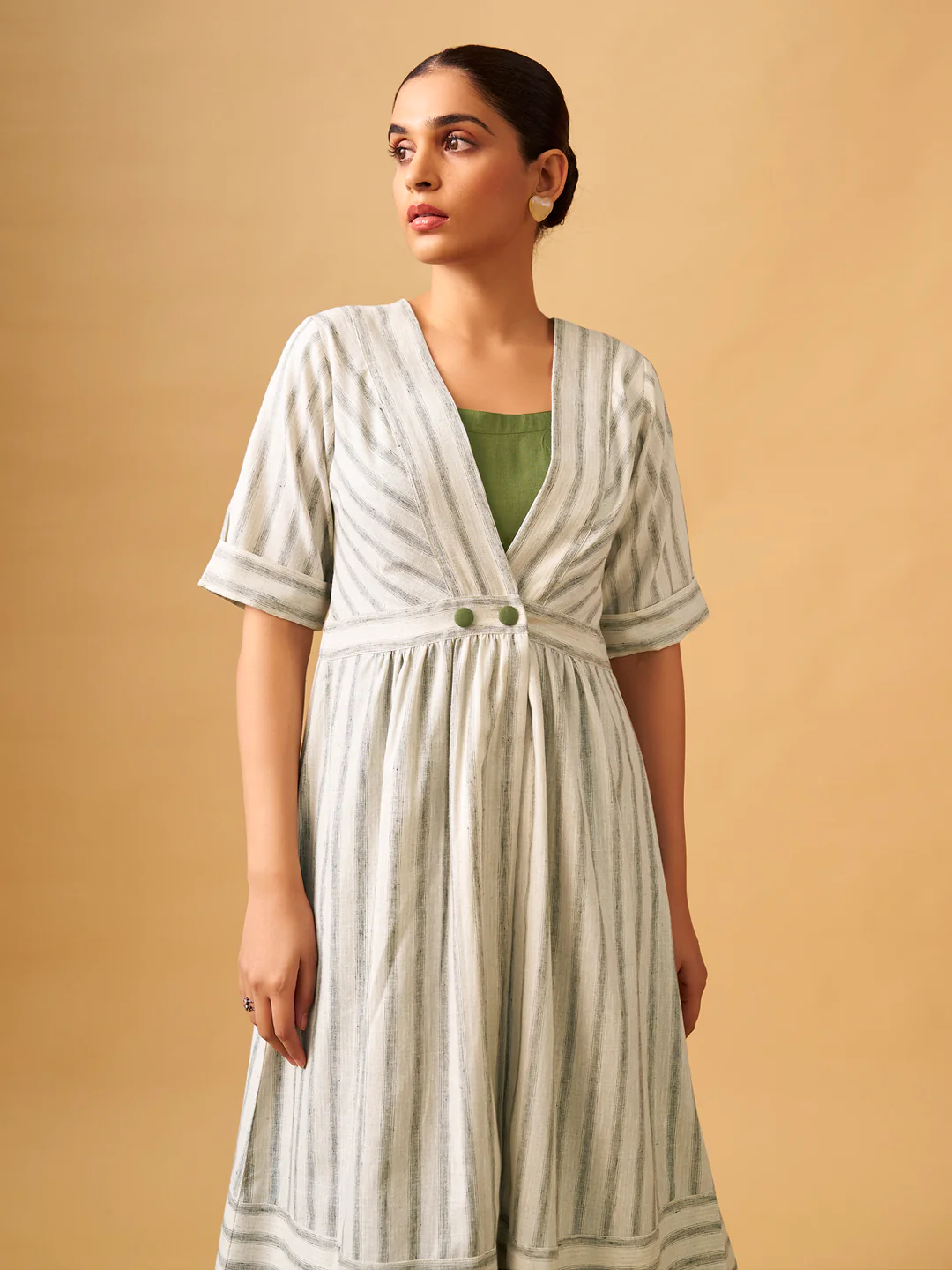Effortless Cotton Linen Dress with Statement Jacket - Image 6