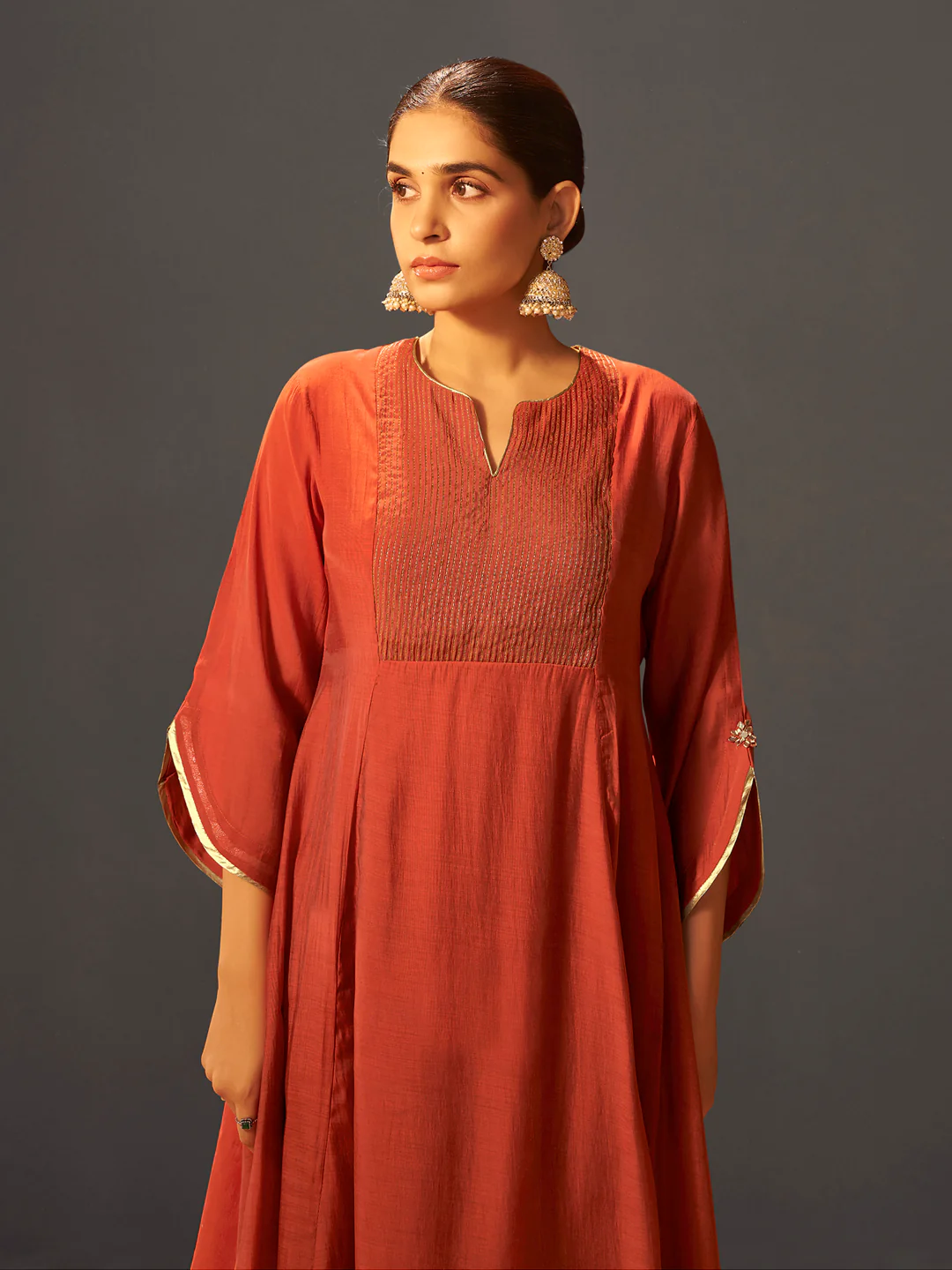 Rust Red Chanderi Silk Suit Set with Banarasi Dupatta - Image 6