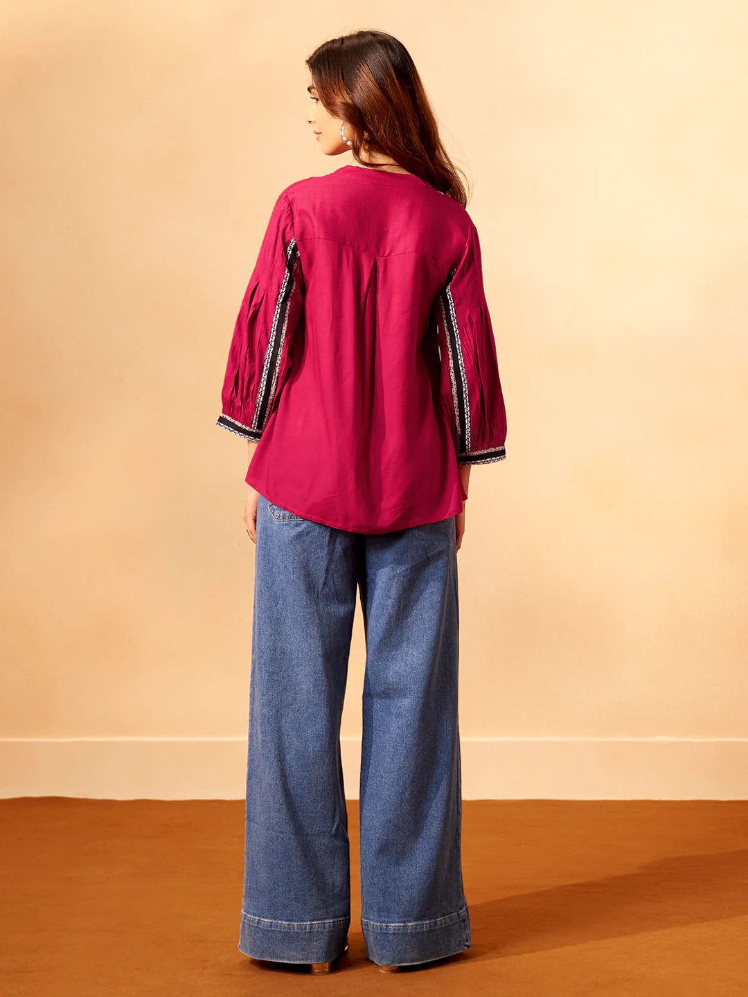 Graceful Red Rayon Slub Everyday Top - Image 4
