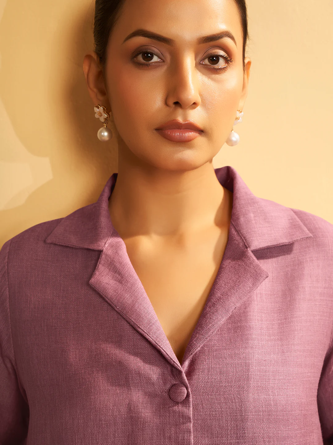Mauve Button-Down Flared Kurta Set - Image 7
