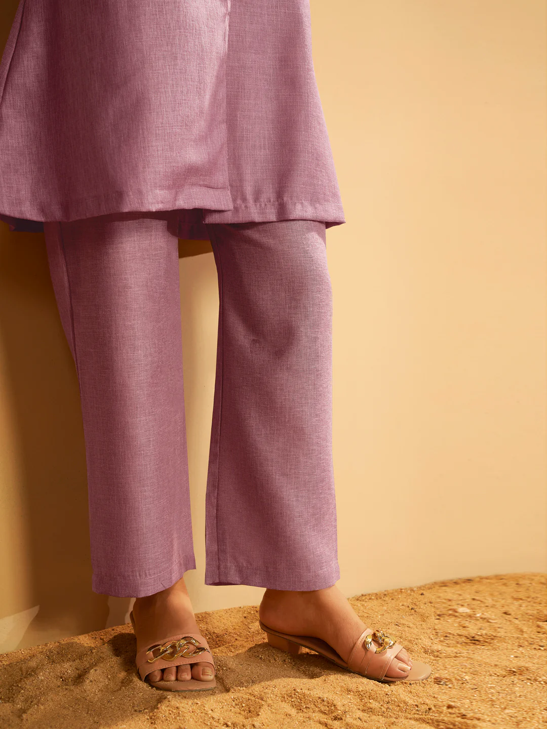 Mauve Button-Down Flared Kurta Set - Image 8