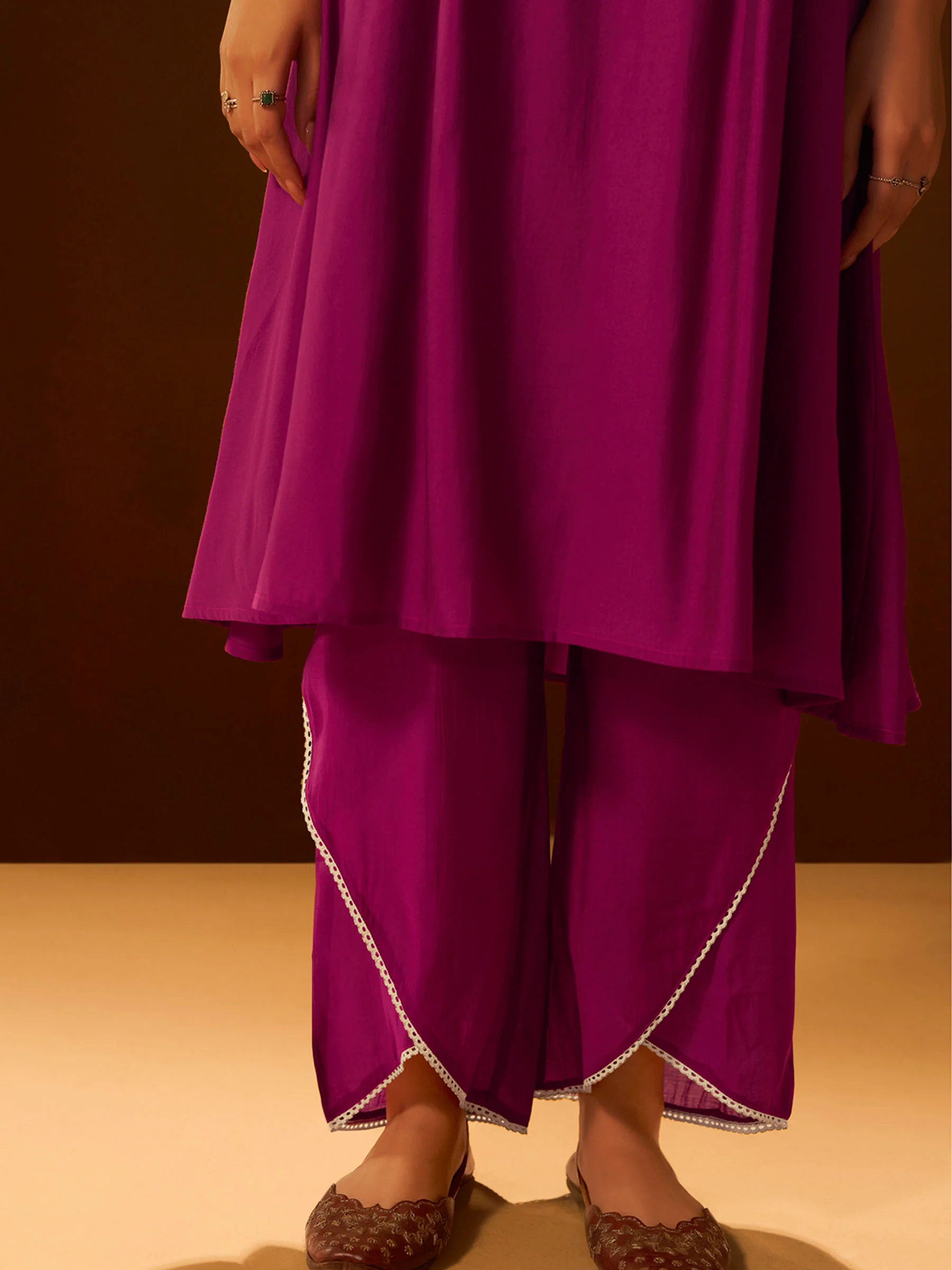 Mauve-Pink Embroidered Suit Set with Dupatta - Image 7