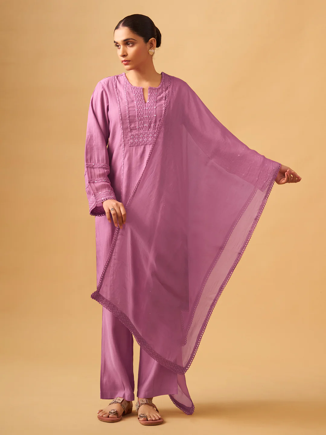 Modern Ethnic Viscose Blend Set with Sheer Dupatta - Image 2