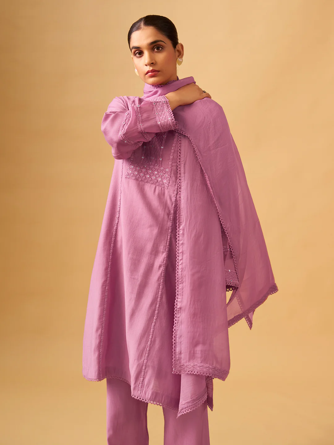 Modern Ethnic Viscose Blend Set with Sheer Dupatta - Image 5