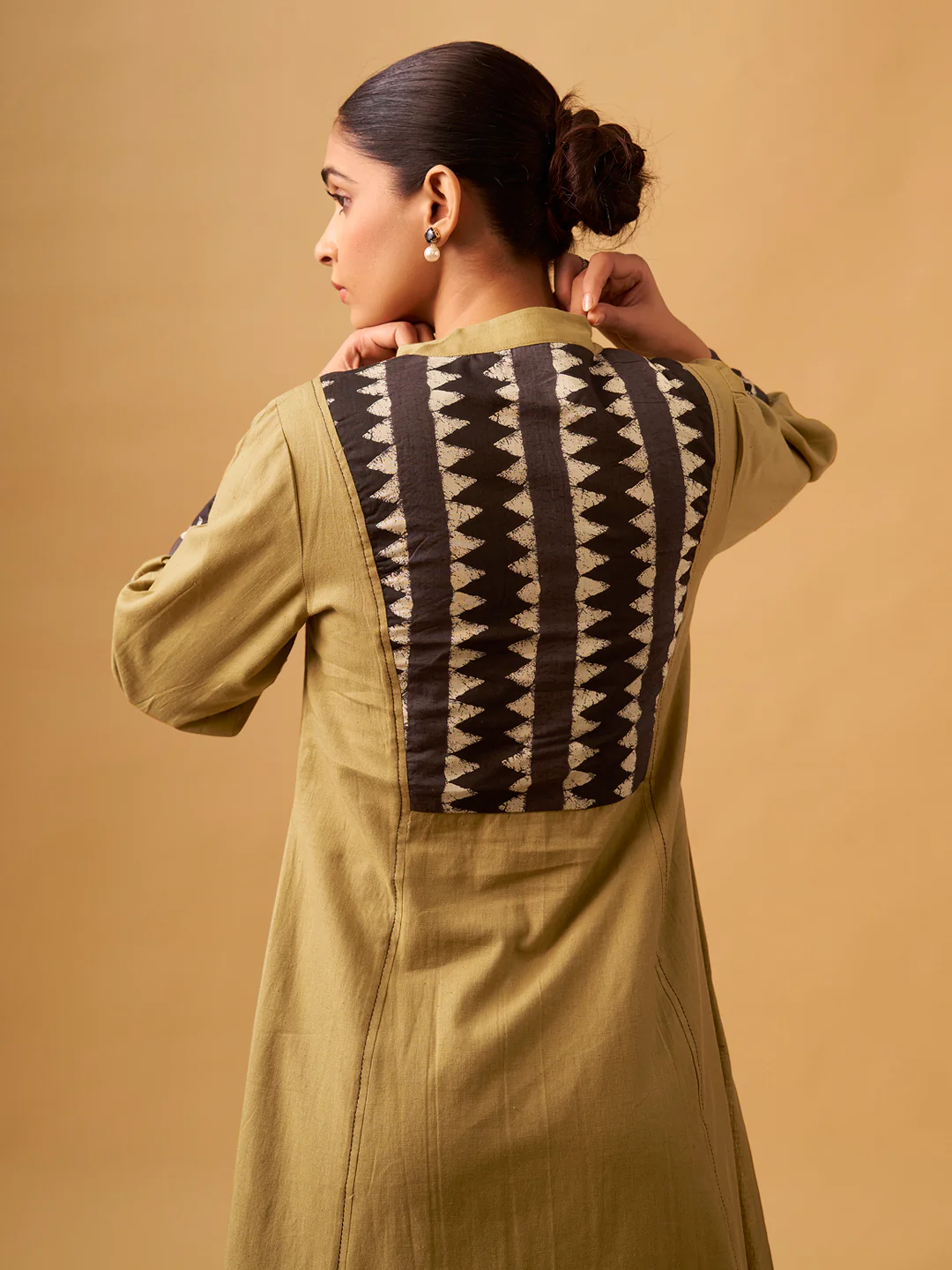Mustard Cotton Suit Set with Embroidered Yoke & Printed Dupatta - Image 5