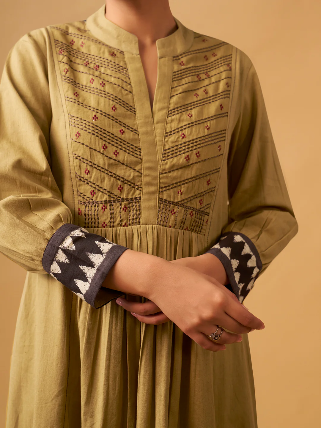 Mustard Cotton Suit Set with Embroidered Yoke & Printed Dupatta - Image 7