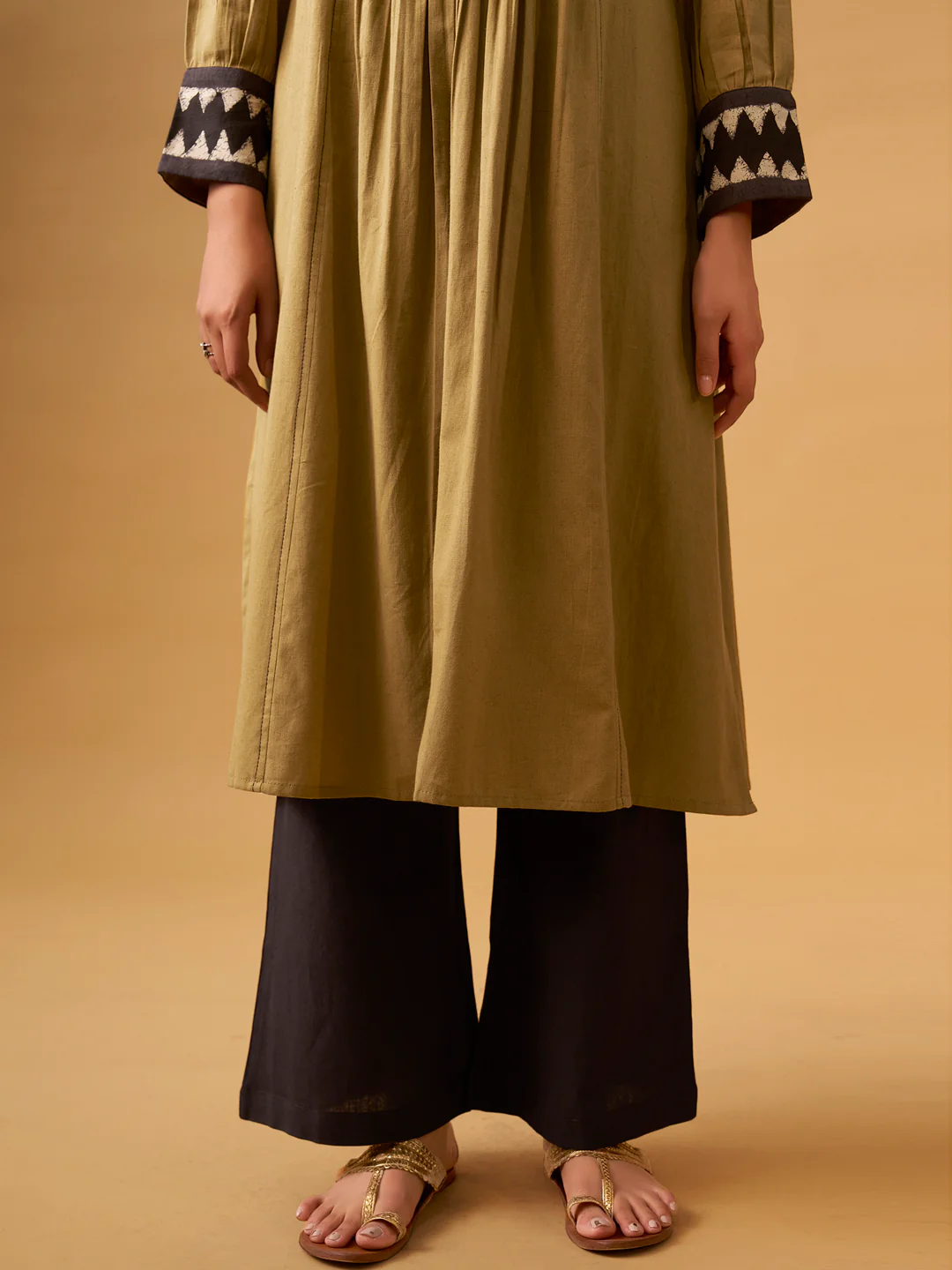 Mustard Cotton Suit Set with Embroidered Yoke & Printed Dupatta - Image 8
