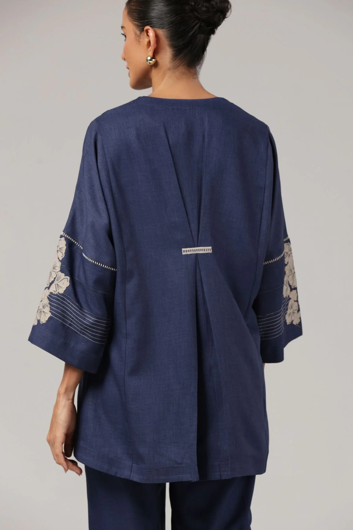 Navy Blue Embroidered Co-ord Set - Image 3