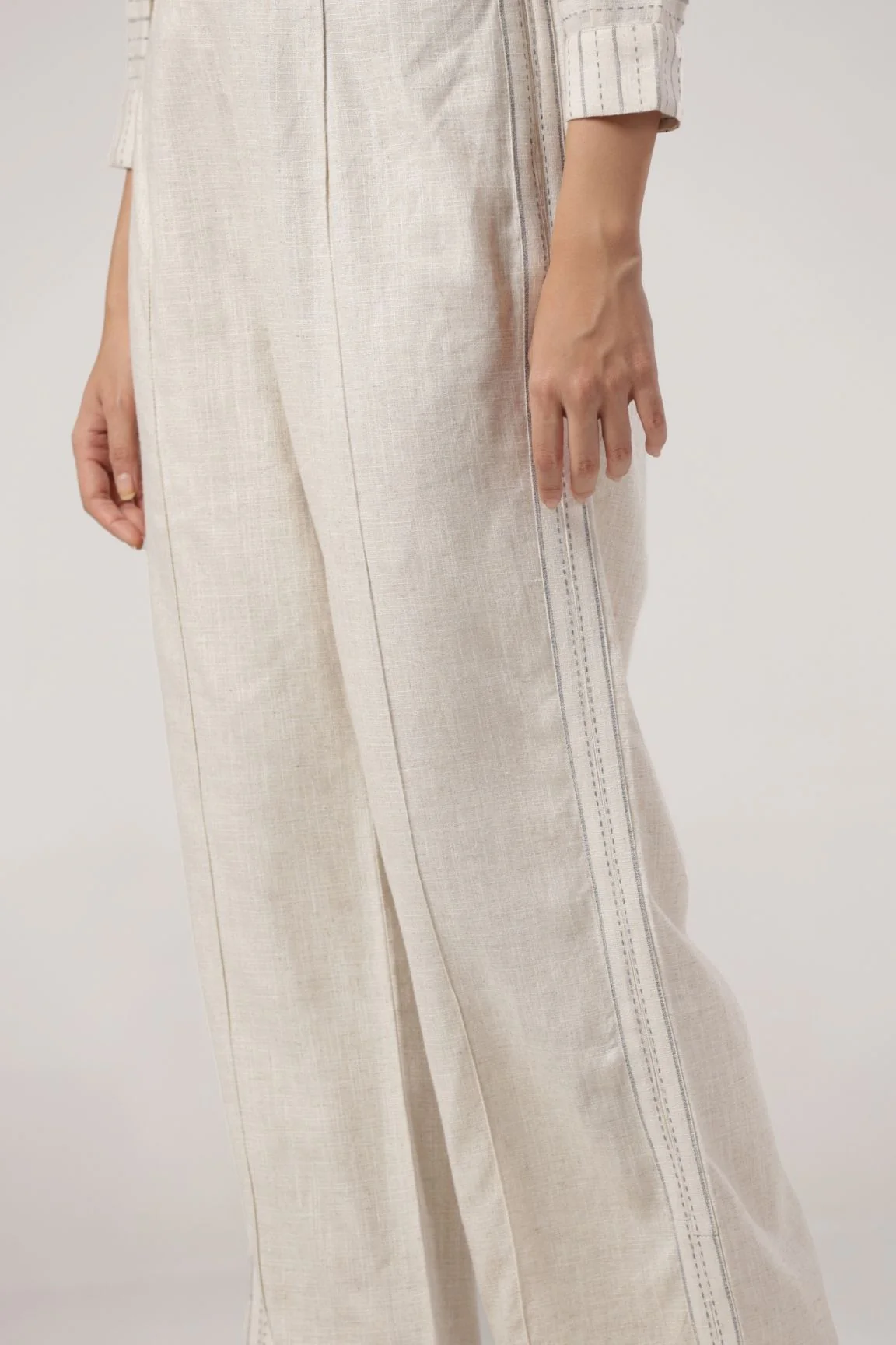 Off-White 100% Cotton Textured Blend Peplum Co-ord Set - Image 4