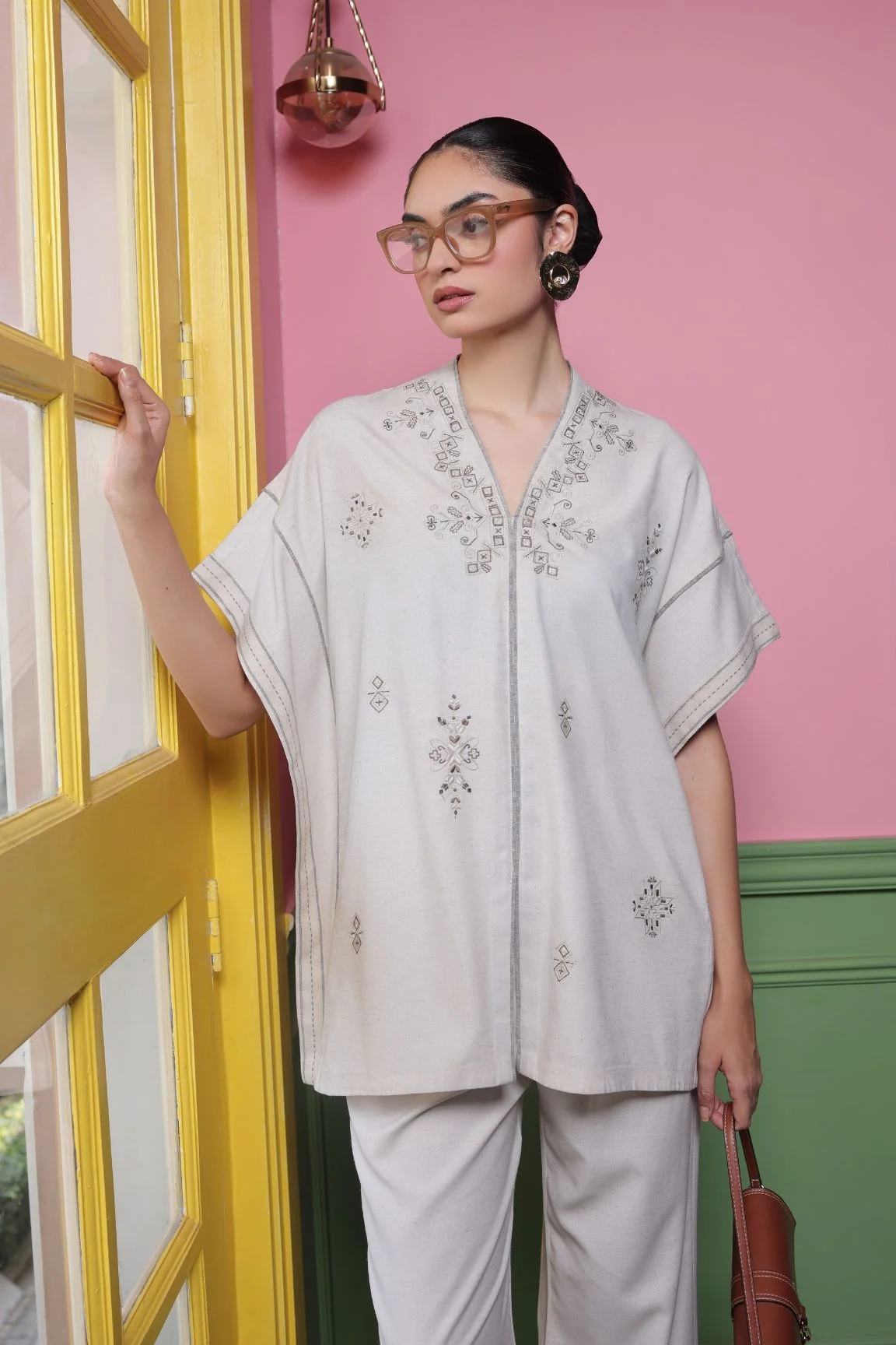 Off-White Embroidered Co-ord Set - Image 3