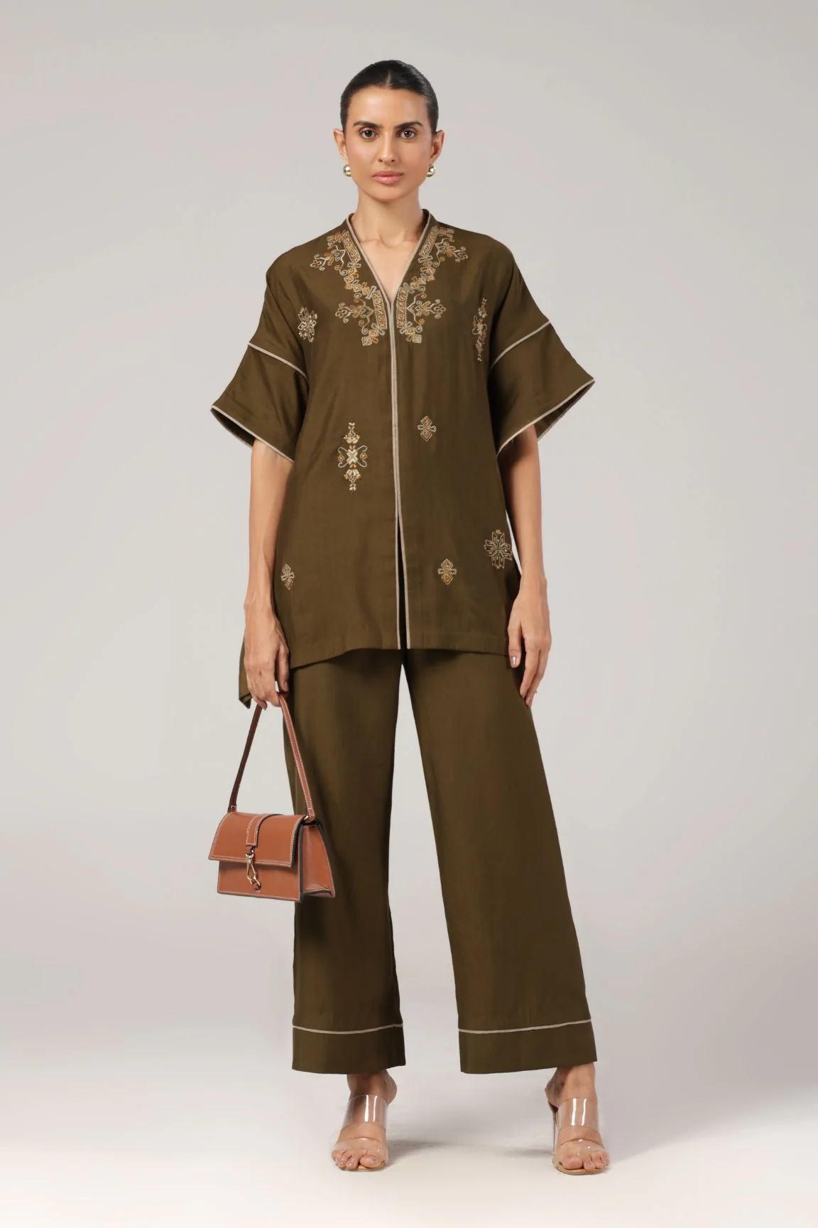 Olive Embroidered Co-ord Set - Image 4