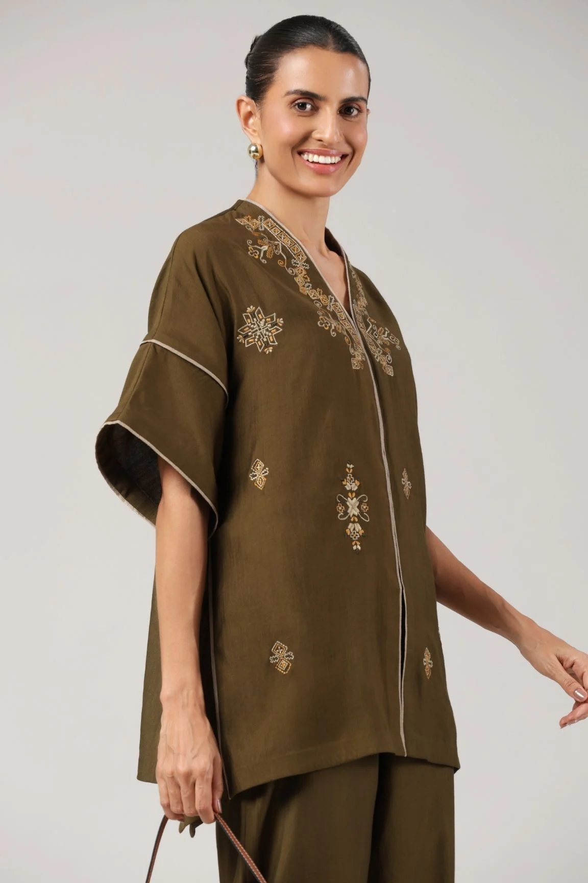 Olive Embroidered Co-ord Set - Image 5